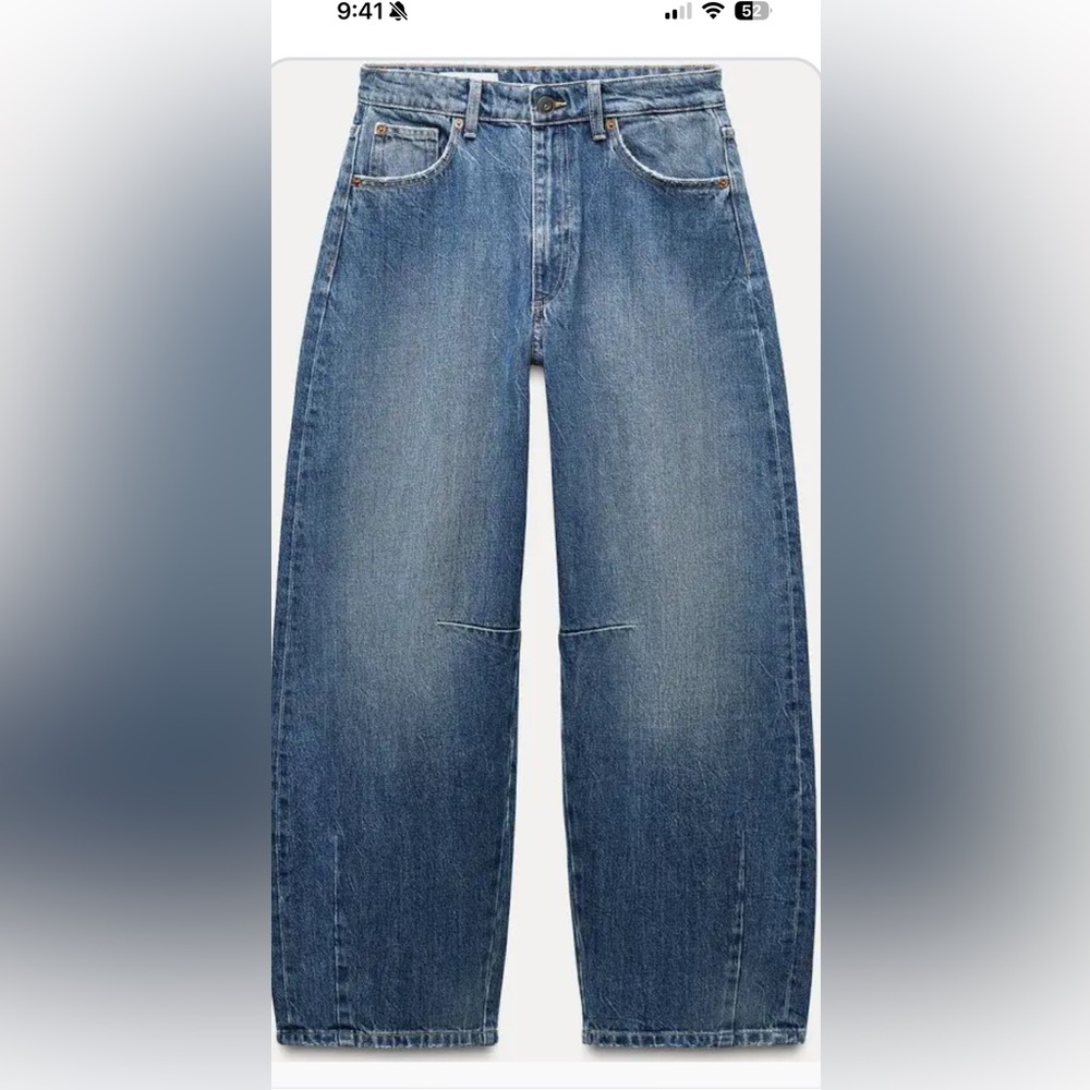 Zara women balloon barrel jeans blue size 4